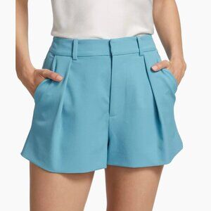 Alice and Olivia Gary High Waisted Oxford Blue Pleated Dress Shorts Size 8